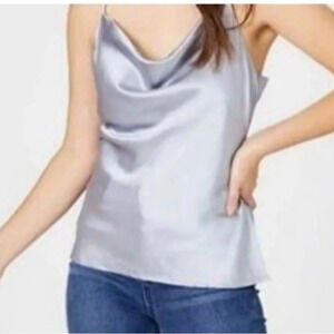 Altar’d State “Aurelia” Satin Cowl-Neck Top In White Size Large